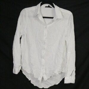 JANE & DELANCEY | medium | White Button Down Shirt | Silver Geometric Design